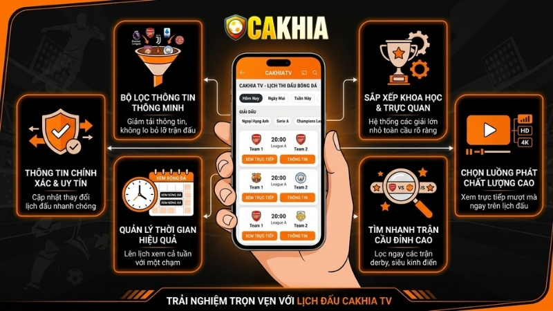 Trải nghiệm tuyệt vời với lịch thi đấu tại CakhiaTV
