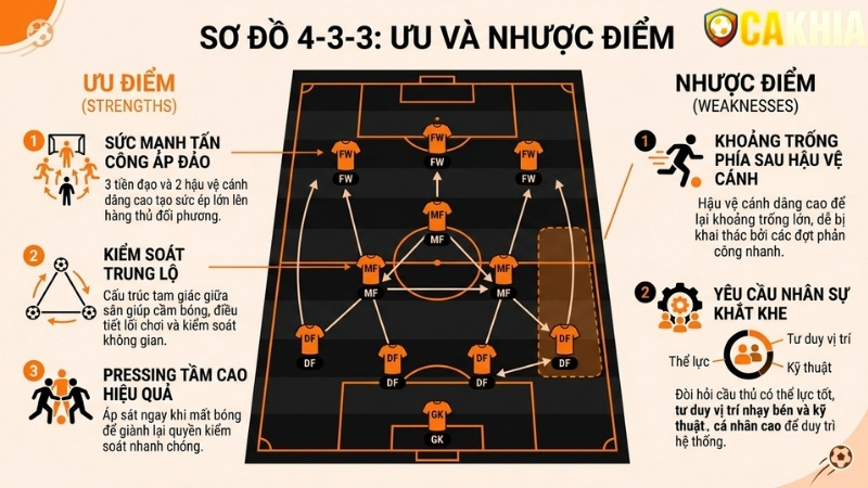 Ưu điểm và nhược điểm của sơ đồ 4-3-3